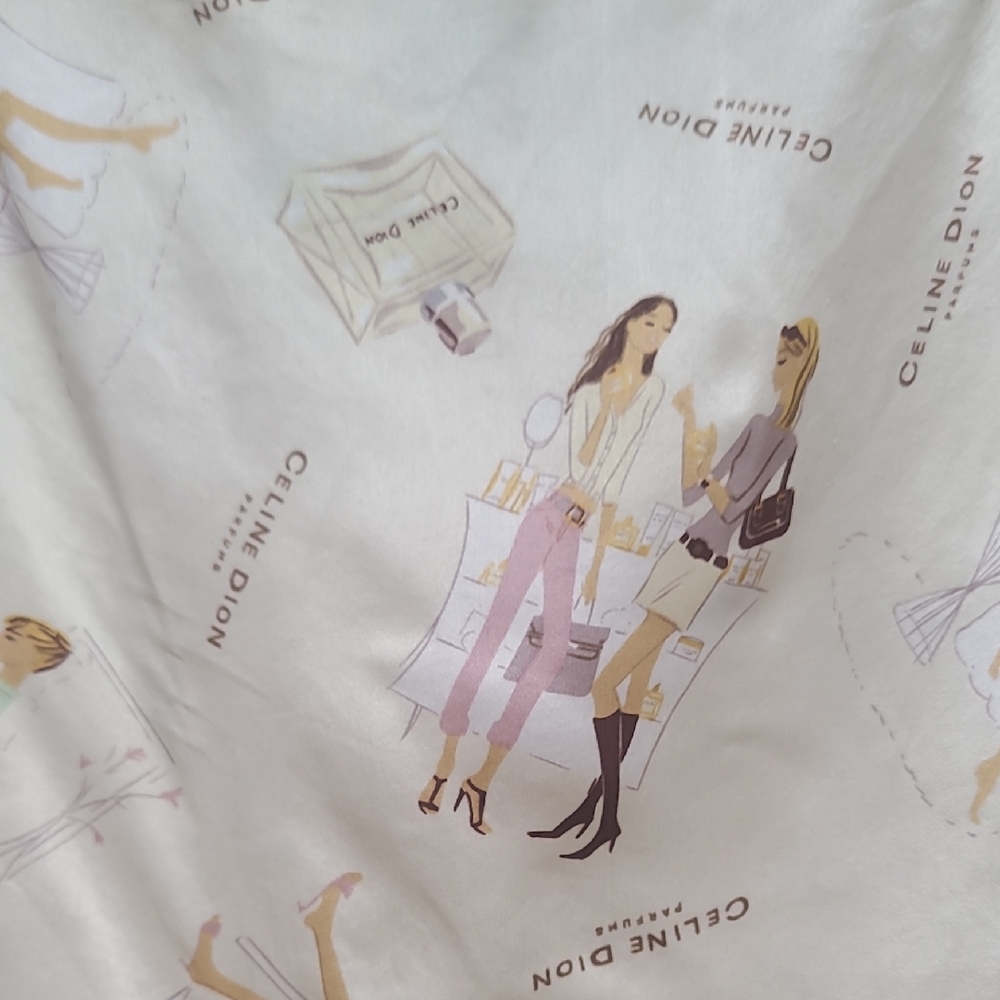 Celine Dion Cream and White Illustrated Scarf - Picture 3 of 4